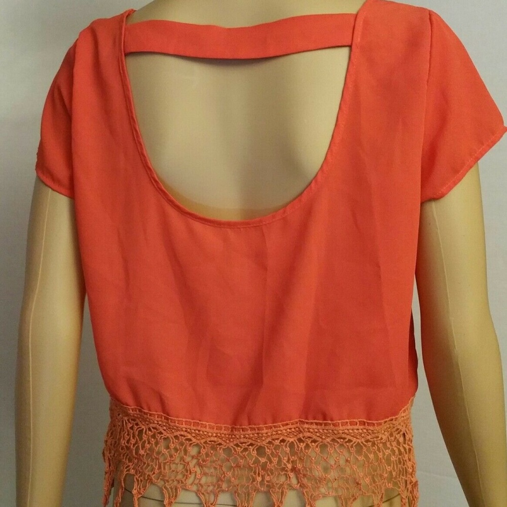 LLOVE short sleeves Shirt Top women Orange Sz M